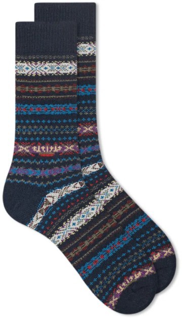 Stilinga dovana vyrui tamsiai mėlynos raštuotos kojinės