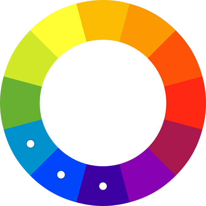 Spalvų ratas panašios spalvos