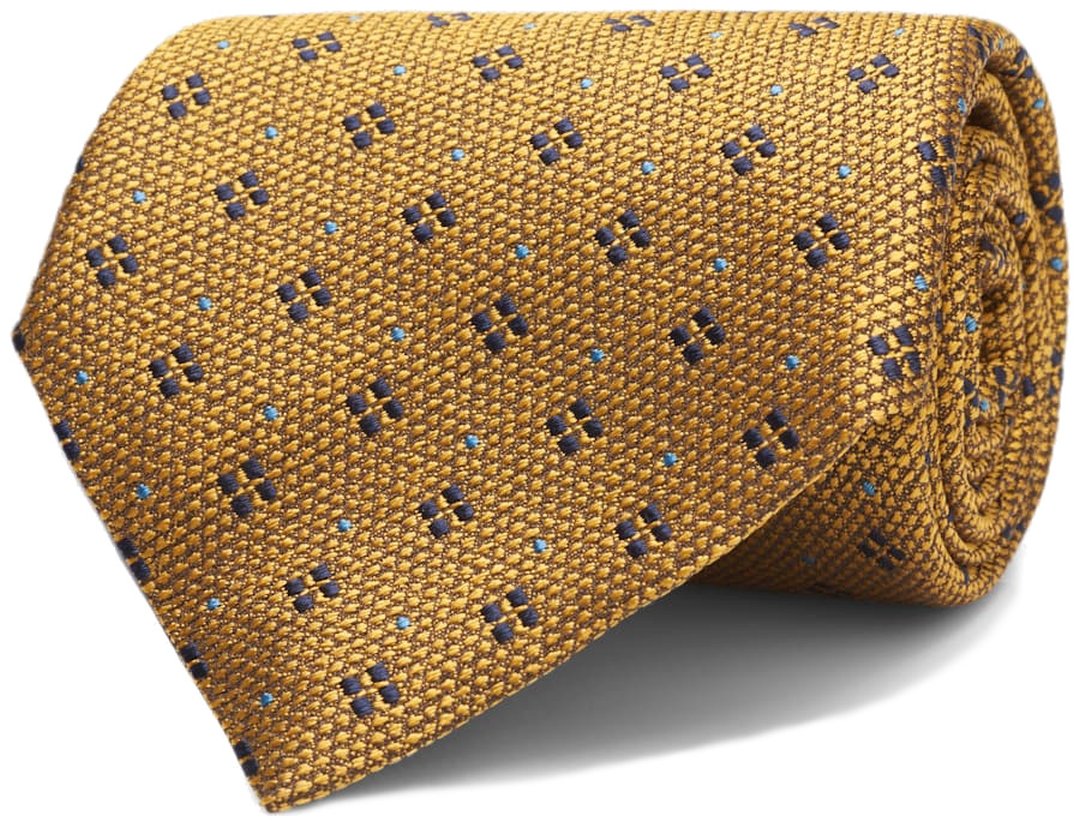 Geltonas raštuotas kaklaraištis